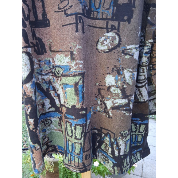 Parsley & Sage Abstract Print Tunic Top XL Brown Black Blue Green EUC - Picture 3 of 10